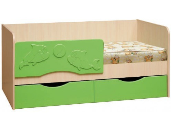 Кровать "Дельфин" 2 ящика МДФ 800х1500