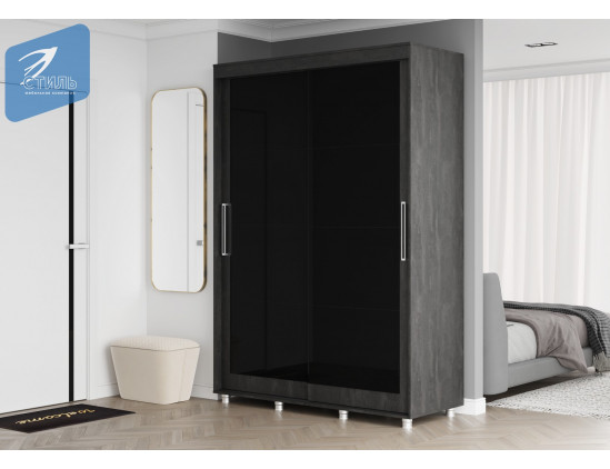 КОМФОРТ-12 ПРАЙМ 1,5м. Шкаф "Black Edition" Корпус - Камень Угольный